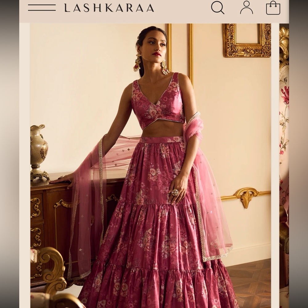 Dusty Pink Floral Lehenga